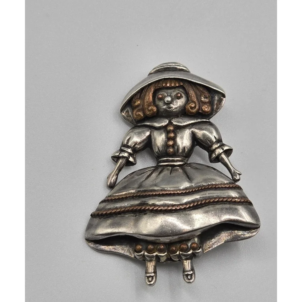 Vintage Margot de Taxco Sterling Silver Brooch Girl Pin Mexico - Picture 9 of 9